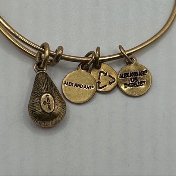 Alex And Ani Gold Bangle Bracelet With Pink Teardrop October birthstone - Picture 4 of 5